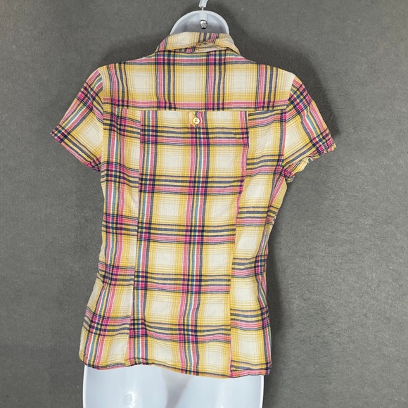 Wet Seal Top‎ Womens Sz M Plaid Button Up Short Sleeve Shirt Y2K Vtg Retro - Picture 2 of 9